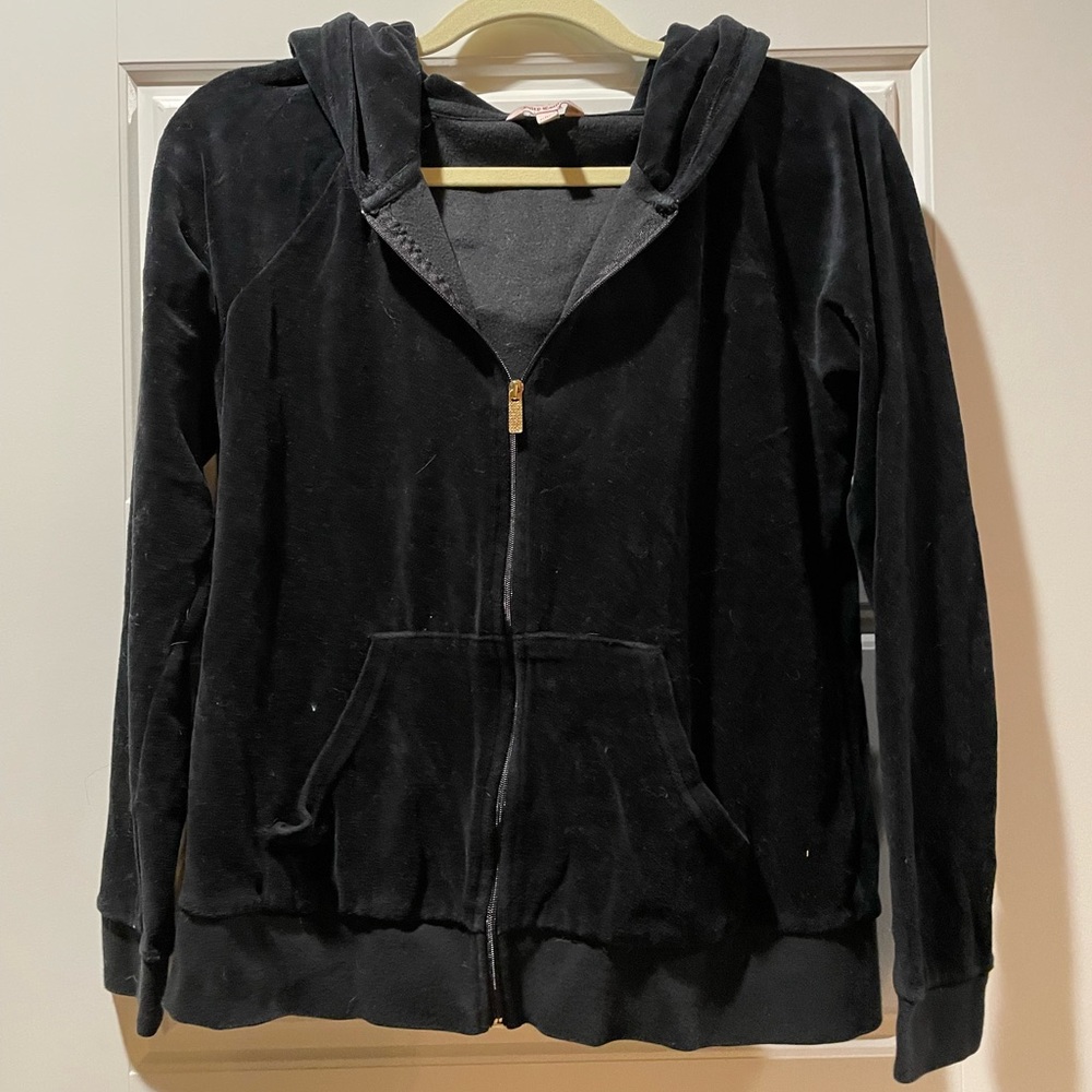 Velvet black zip up hoodie